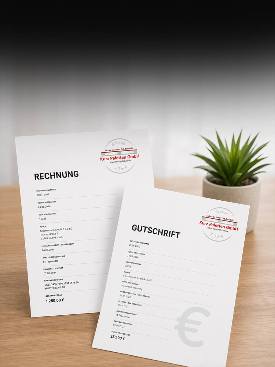 Kurz Paletten | Palettenankauf | Guschrift oder Rechnung erhalten