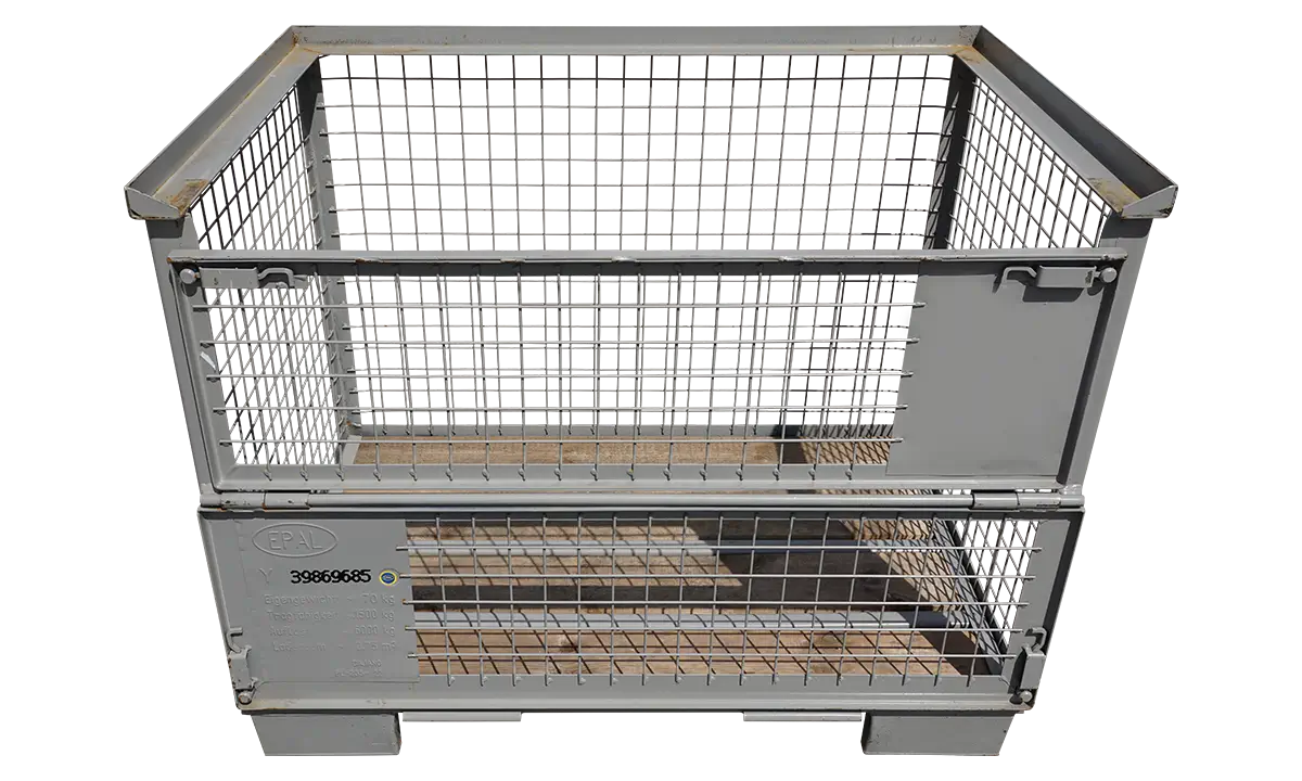 Übersicht gebrauchter Gitterboxen in stabiler Ausführung für die Kategorieauswahl